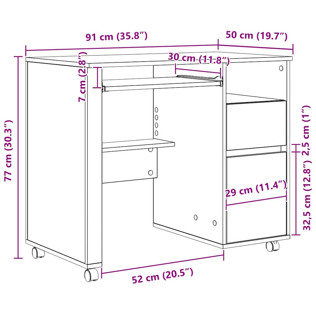 Stol s kotačićima Staro drvo 91 x 50 x 77 cm Konstruirano drvo