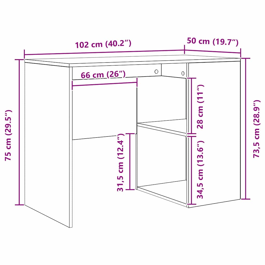Stol s policom Bijelo 102 x 50 x 75 cm Konstruirano drvo
