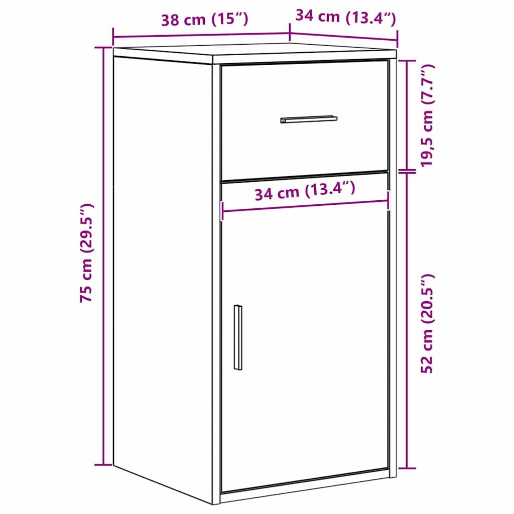 Kreveta s ladicama Crni hrast 38 x 34 x 75 cm