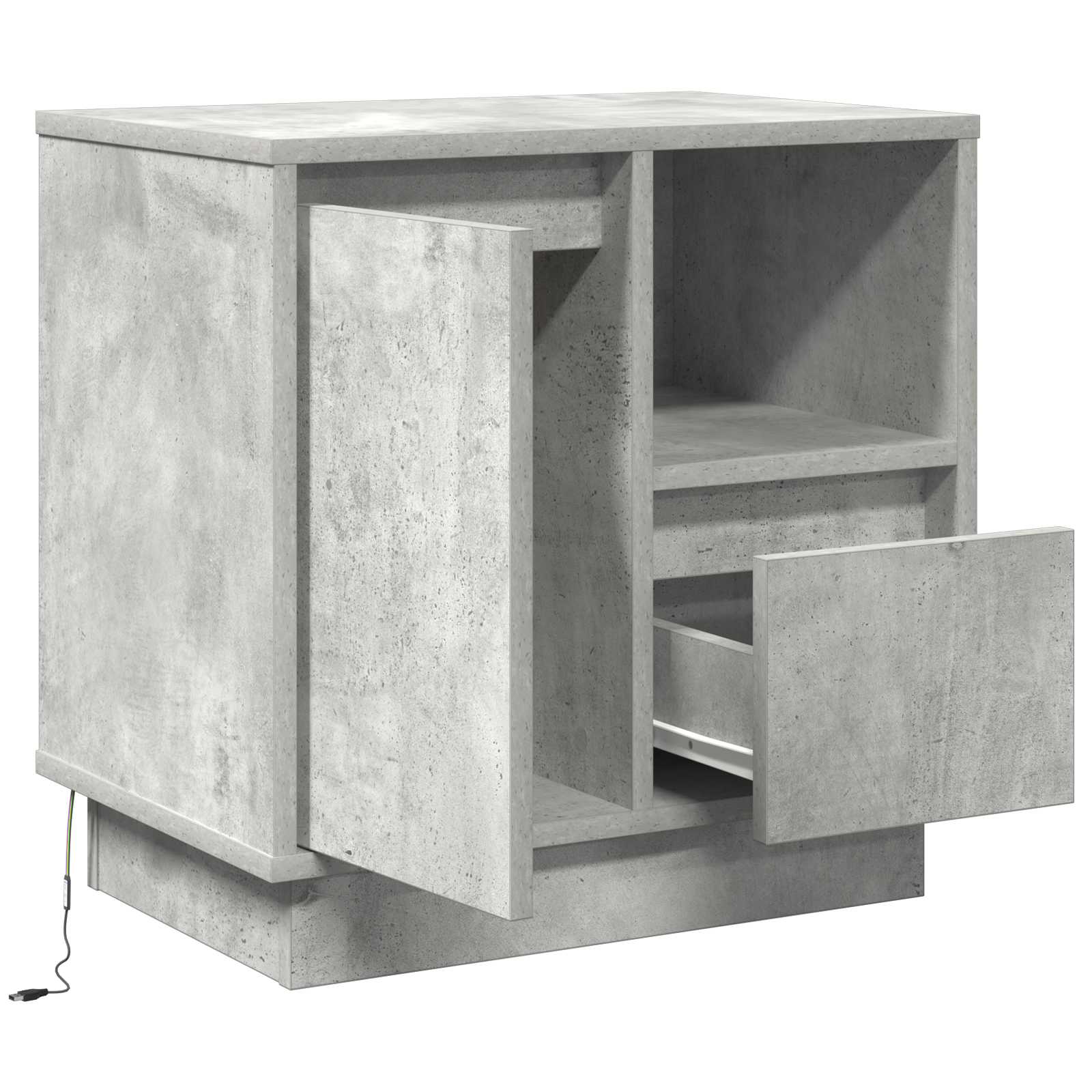 Noćni ormar Betonski sivi 50 x 34,5 x 50 cm. Konstruirano drvo