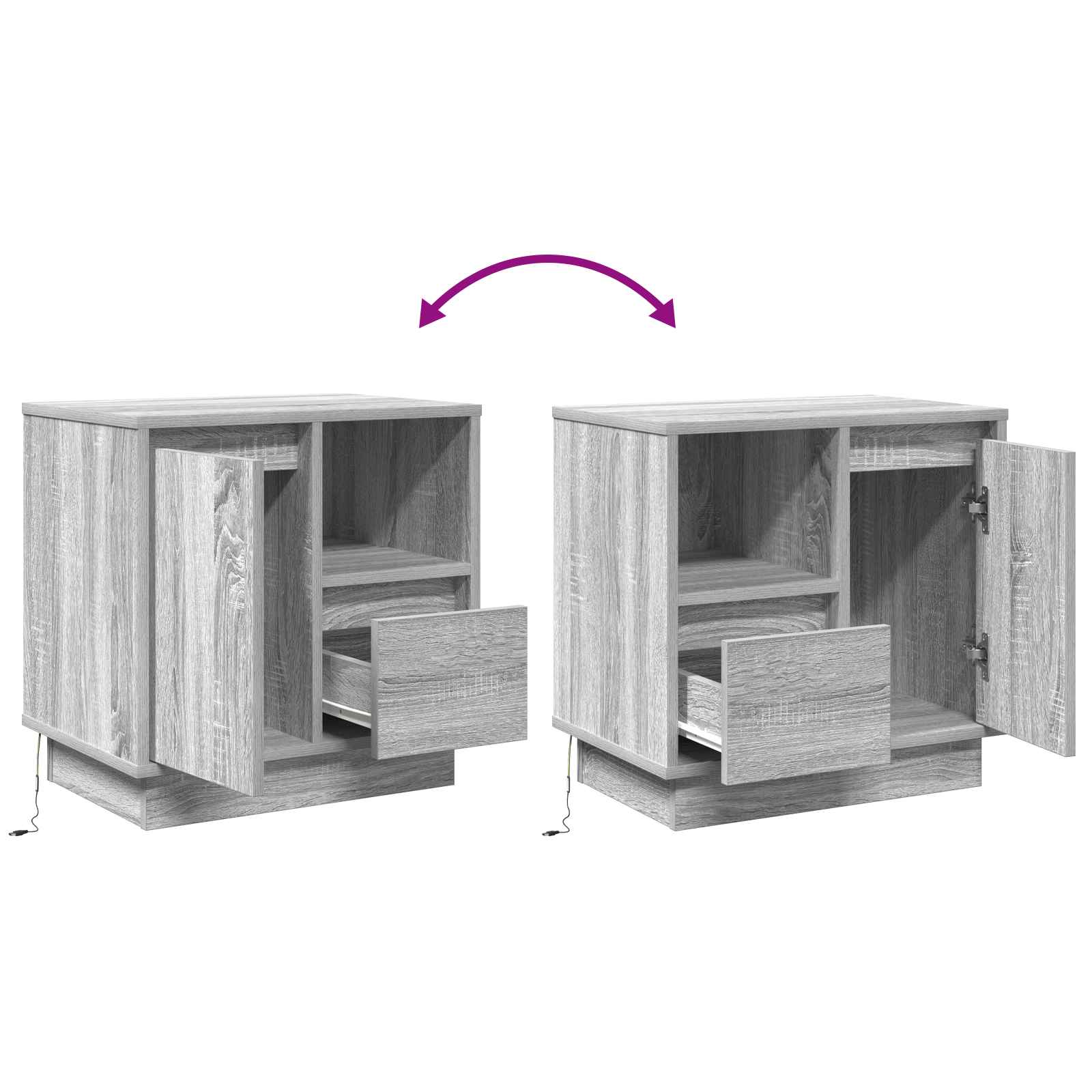 Noćni ormar 2 pcs Siva 50 x 34,5 x 50 cm. Konstruirano drvo