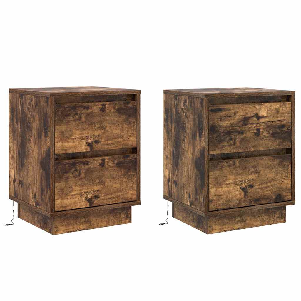 Noćni ormar s ladicama 2 pcs Dimljeni hrast 39 x 34,5 x 50 cm