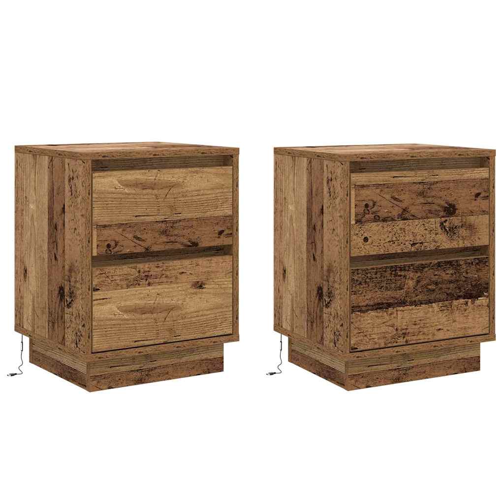 Noćni ormar s ladicama 2 pcs Staro drvo 39 x 34,5 x 50 cm