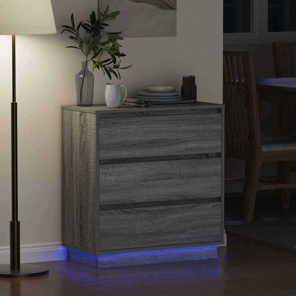Noćni ormar s ladicama Siva 71 x 34,5 x 75 cm Konstruirano drvo