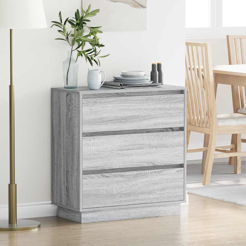 Noćni ormar s ladicama Siva 71 x 34,5 x 75 cm Konstruirano drvo