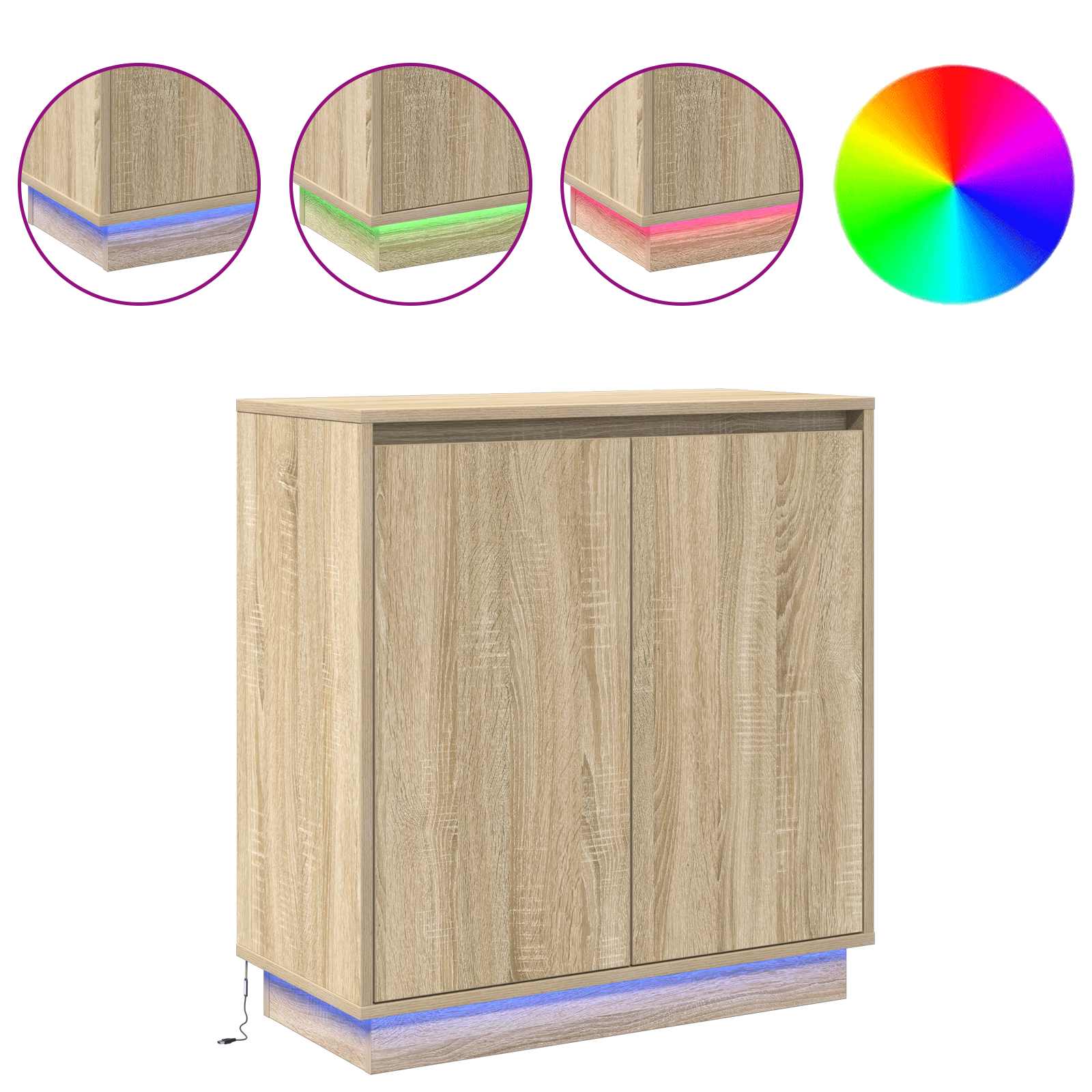 LED komoda za Hrast sonoma 71 x 34,5 x 75 cm Konstruirano drvo