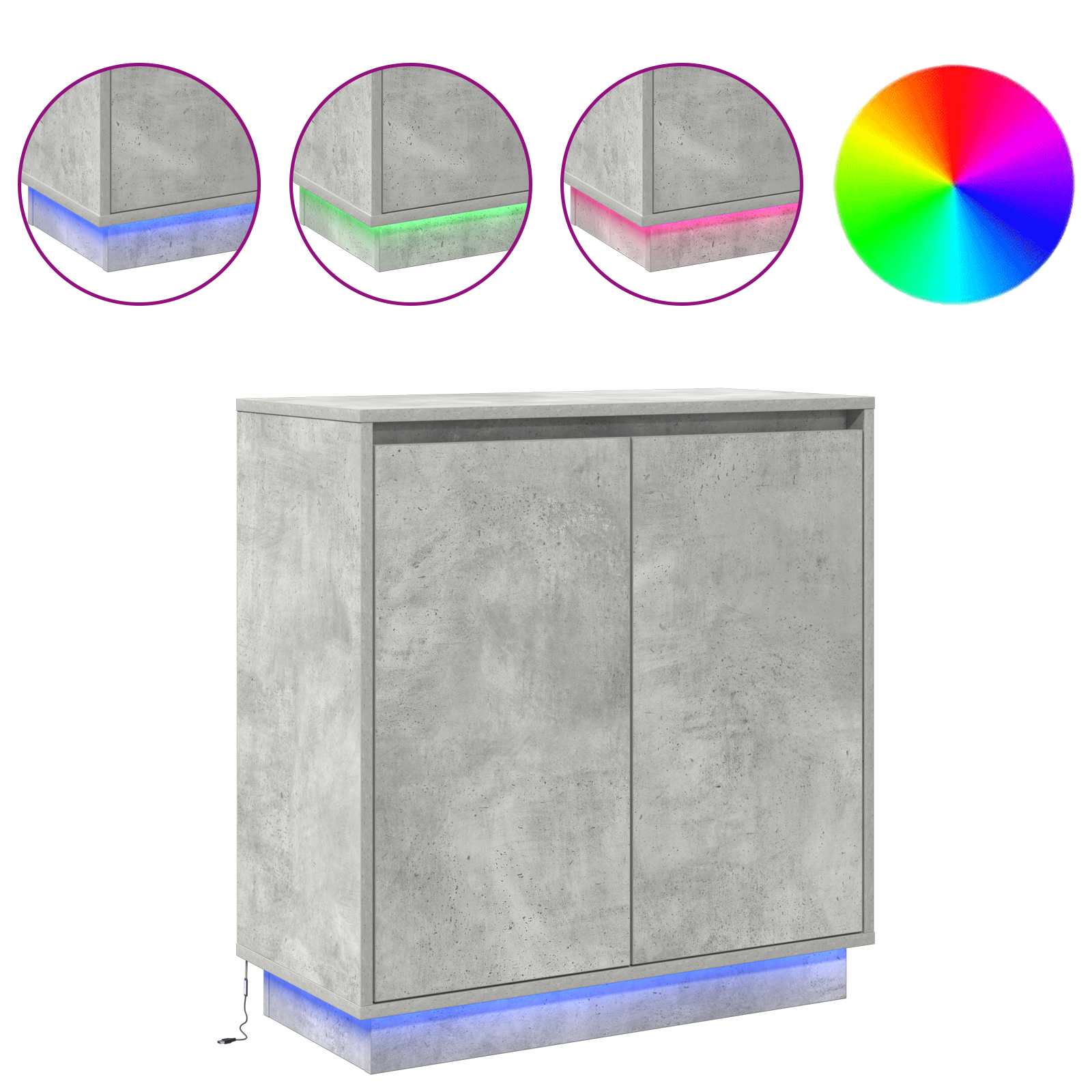 LED komoda za Betonska siva 71 x 34,5 x 75 cm