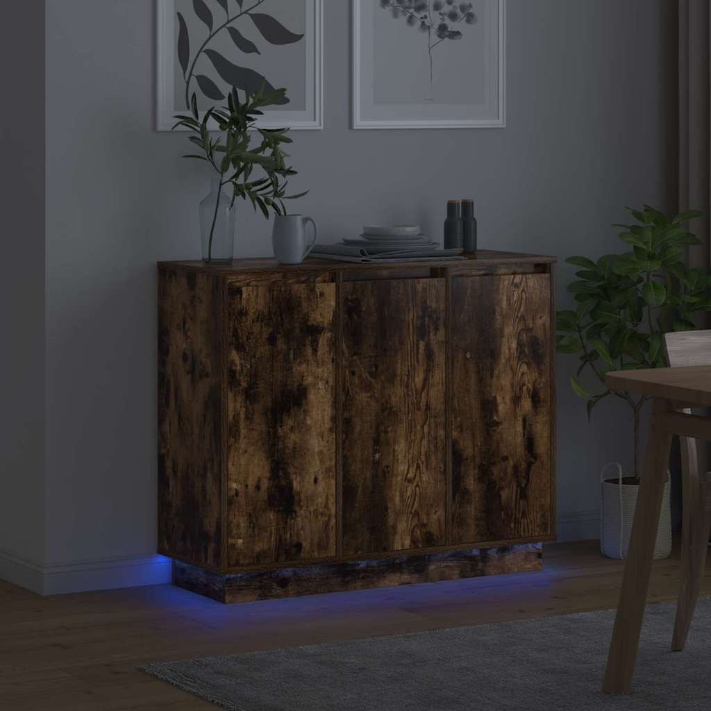 LED komoda Dimljeni hrast 90 x 32 x 75 cm Konstruirano drvo