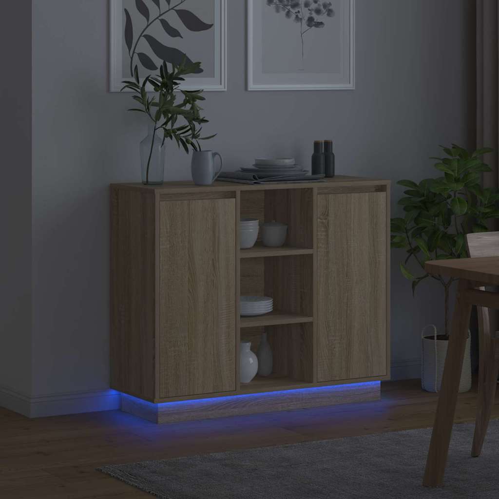 LED komoda Sonoma hrast 90 x 32 x 75 cm Konstruirano drvo