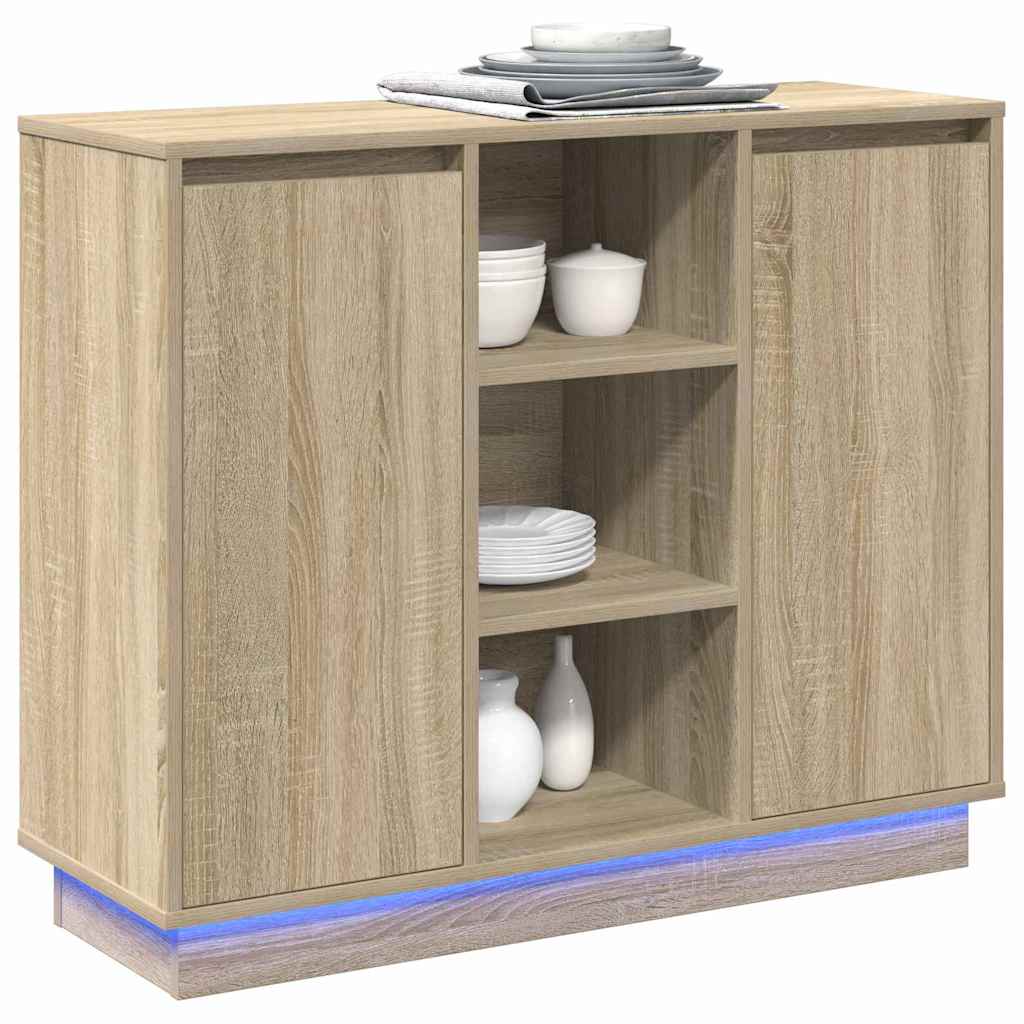 LED komoda Sonoma hrast 90 x 32 x 75 cm Konstruirano drvo