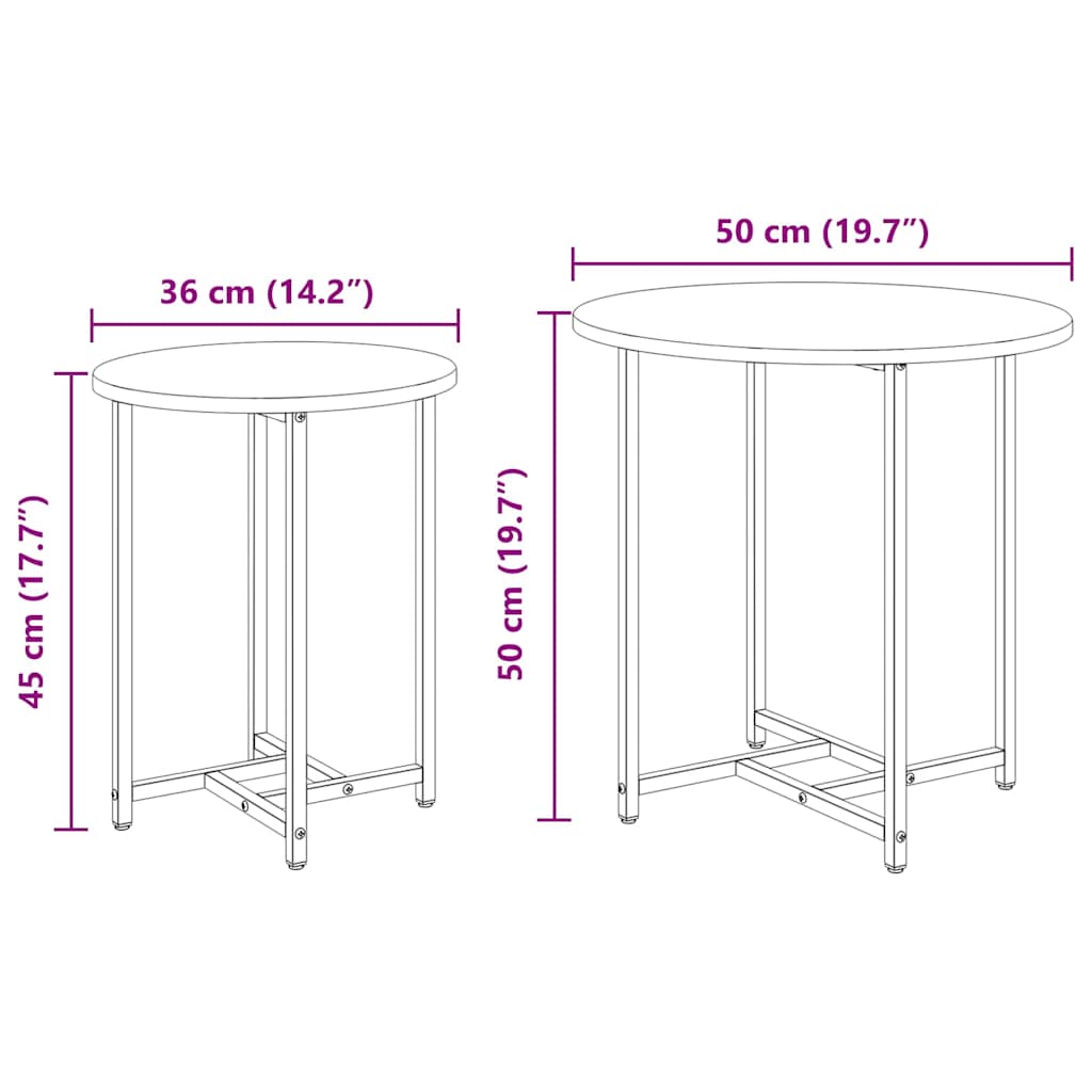 Set pomoćnih stolića 2 pcs Sonoma hrast i crna