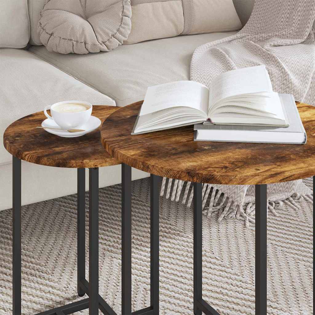 Set pomoćnih stolića 2 pcs Dimnjeni hrast i crna