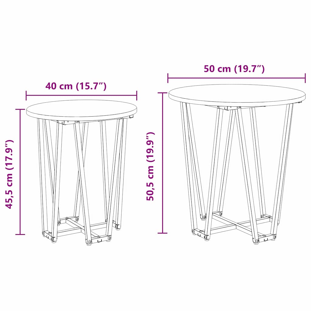 Set pomoćnih stolića 2 pcs Crni hrast