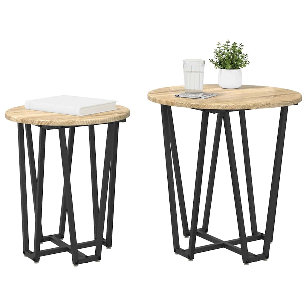Set pomoćnih stolića 2 pcs Sonoma hrast i crna