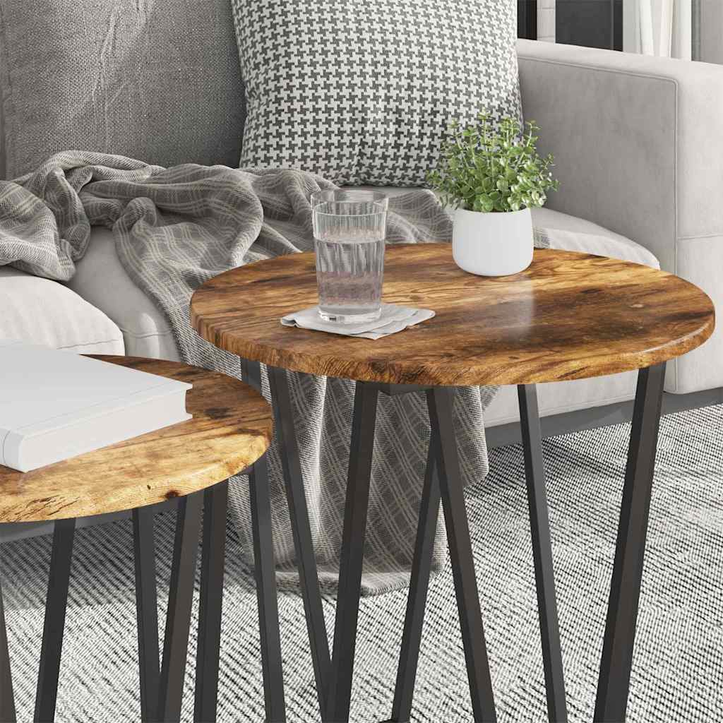 Set pomoćnih stolića 2 pcs Dimnjeni hrast i crna