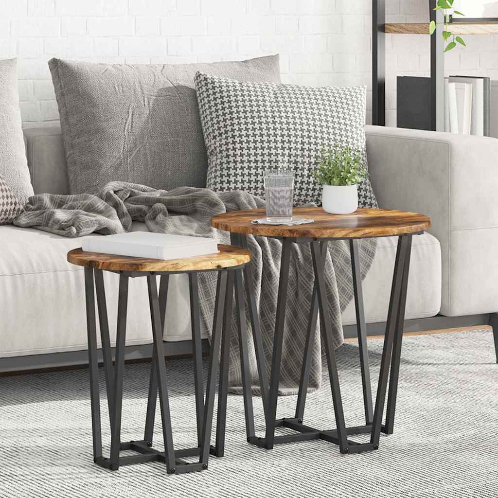 Set pomoćnih stolića 2 pcs Dimnjeni hrast i crna