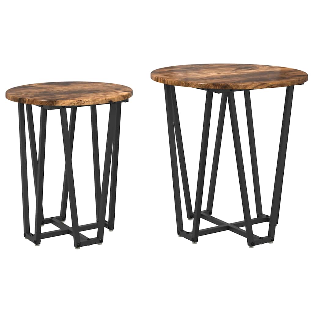 Set pomoćnih stolića 2 pcs Dimnjeni hrast i crna