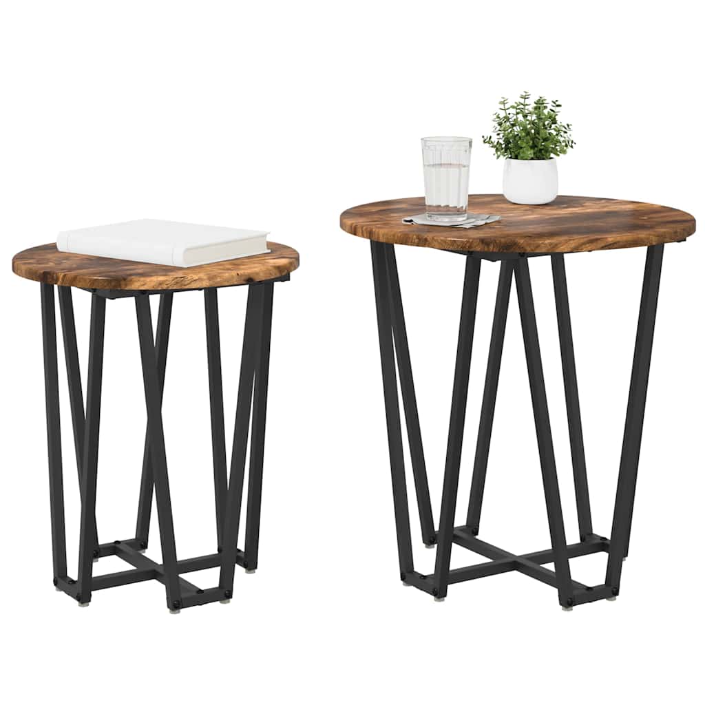 Set pomoćnih stolića 2 pcs Dimnjeni hrast i crna