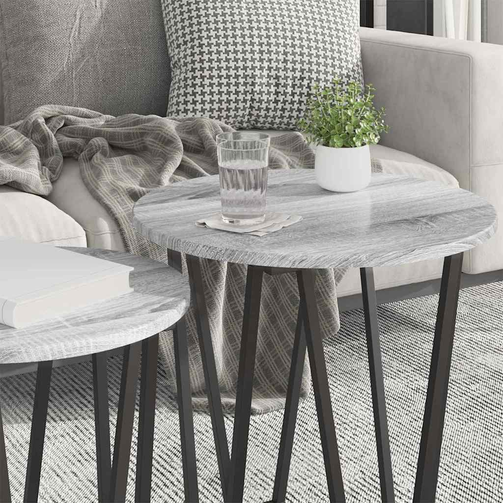 Set pomoćnih stolića 2 pcs Siva Sonoma i crna