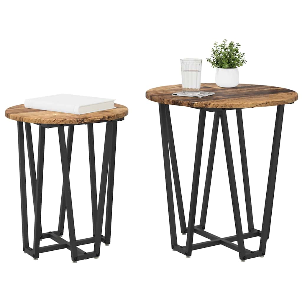 Set pomoćnih stolića 2 pcs Stari drvo i crna