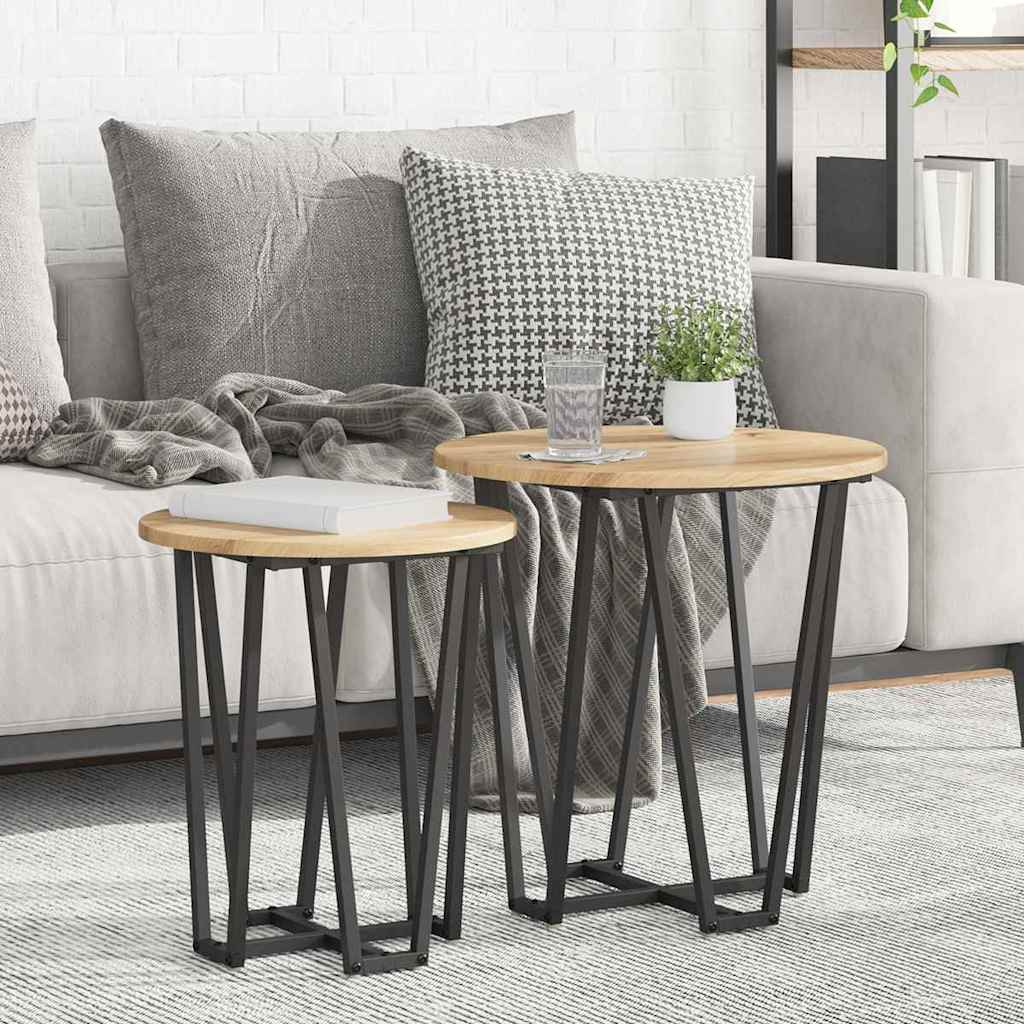 Set pomoćnih stolića 2 pcs Umjetnički hrast i crna