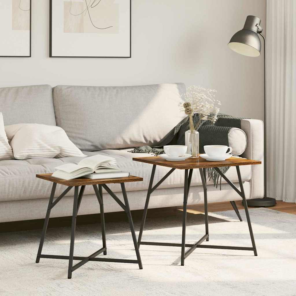 Set pomoćnih stolića 2 pcs Dimnjeni hrast i crna