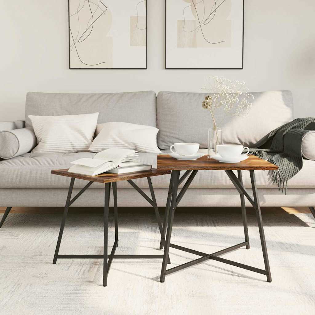 Set pomoćnih stolića 2 pcs Dimnjeni hrast i crna
