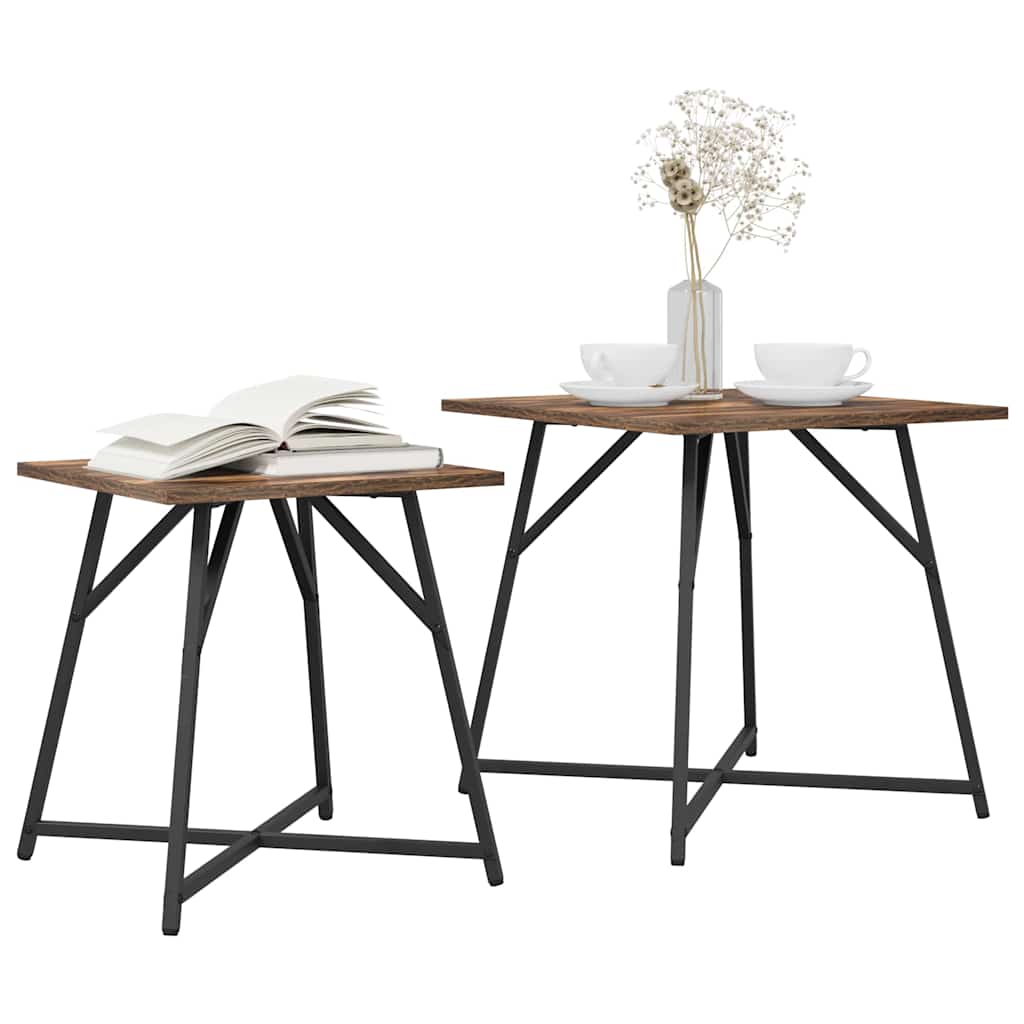 Set pomoćnih stolića 2 pcs Dimnjeni hrast i crna