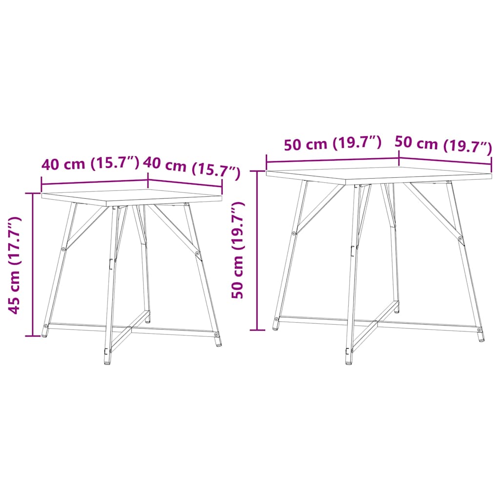 Set pomoćnih stolića 2 pcs Siva Sonoma i crna