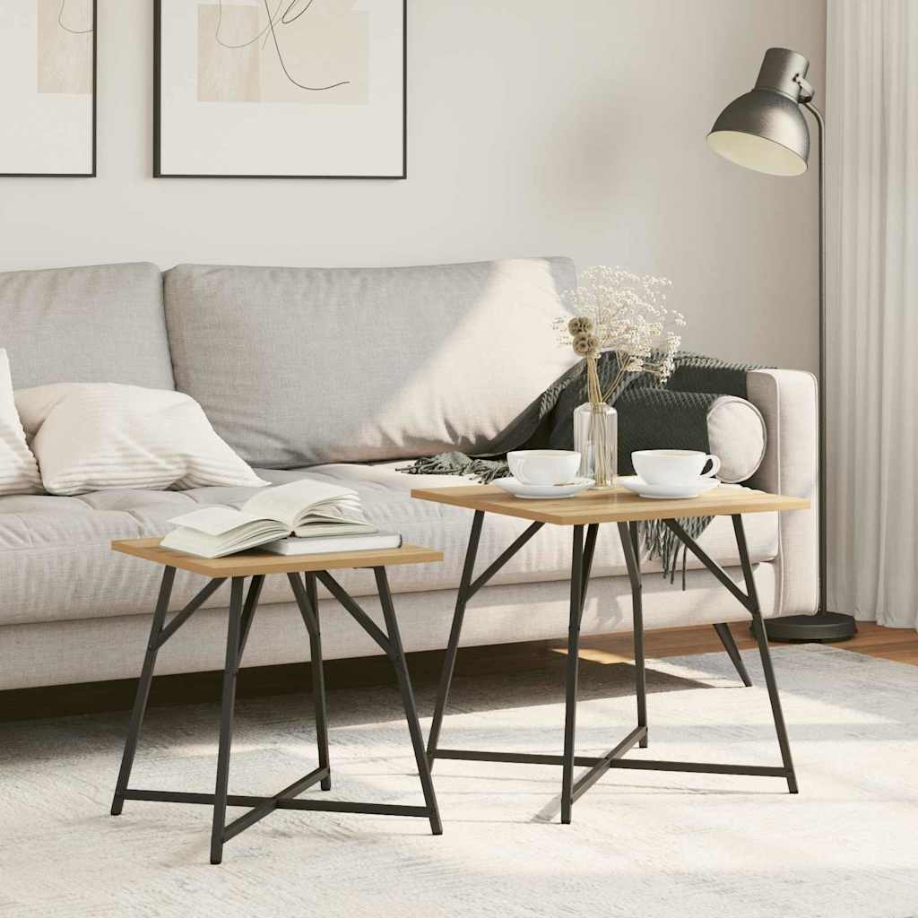 Set pomoćnih stolića 2 pcs Umjetnički hrast i crna