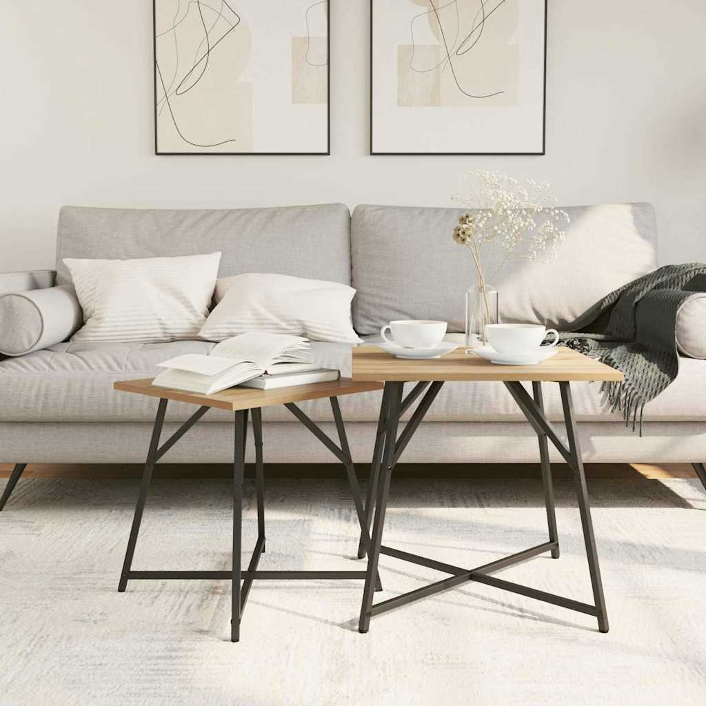 Set pomoćnih stolića 2 pcs Umjetnički hrast i crna