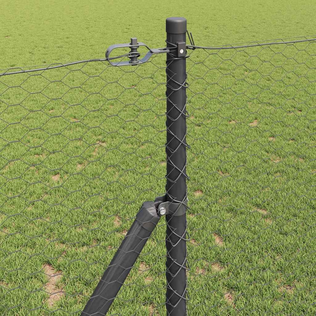 Stup za ogradu Siva 10 x 1,2 m (25 mm mreža) Čelik i PVC