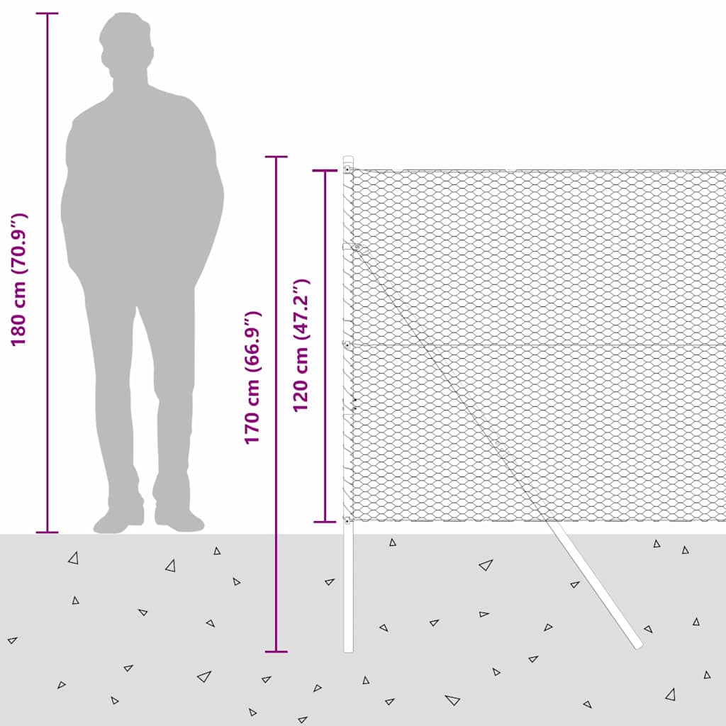 Stup za ogradu Siva 10 x 1,2 m (25 mm mreža) Čelik i PVC