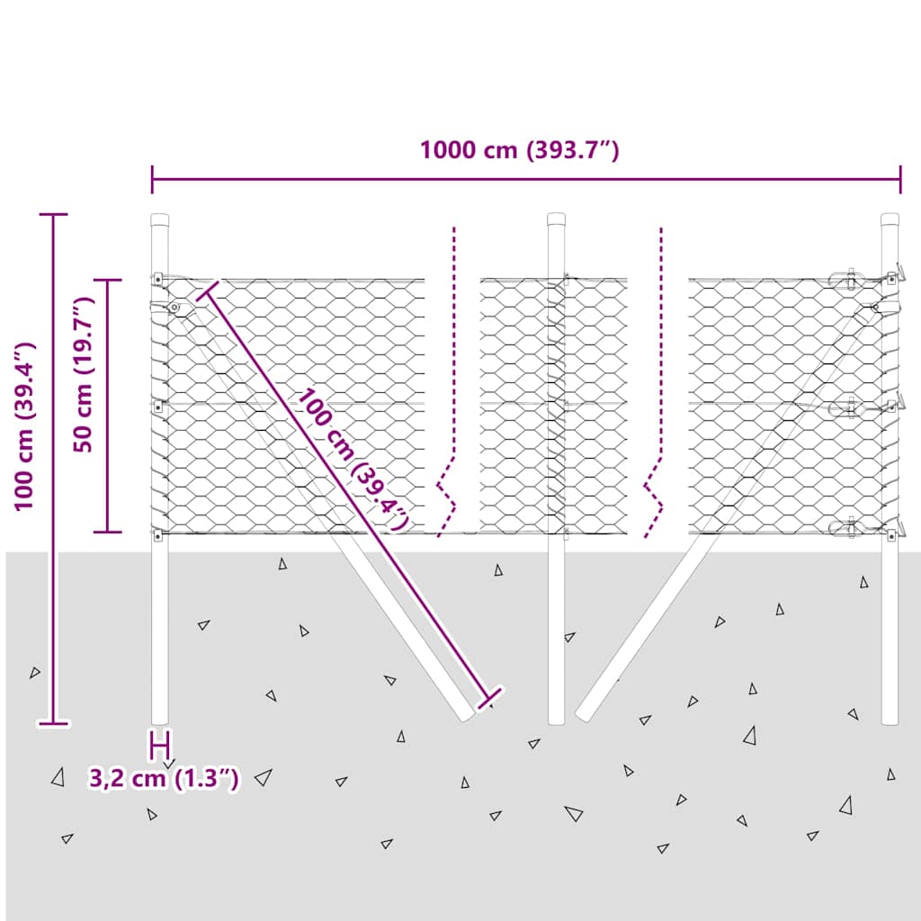 Temeljna zavarena žičana ograda 25 x 0,5 m (Š x V)