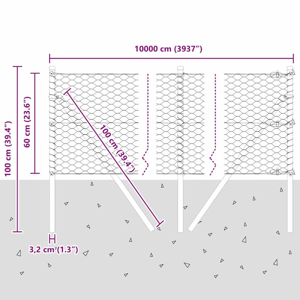 Temeljna zavarena žičana ograda 100 x 0,6 m (Š x V)