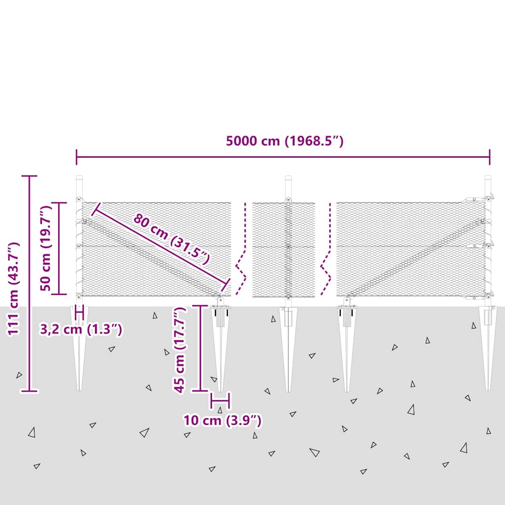 Zavareno žičano ograđivanje s bodljama 50 x 0,5 m (Š x V)
