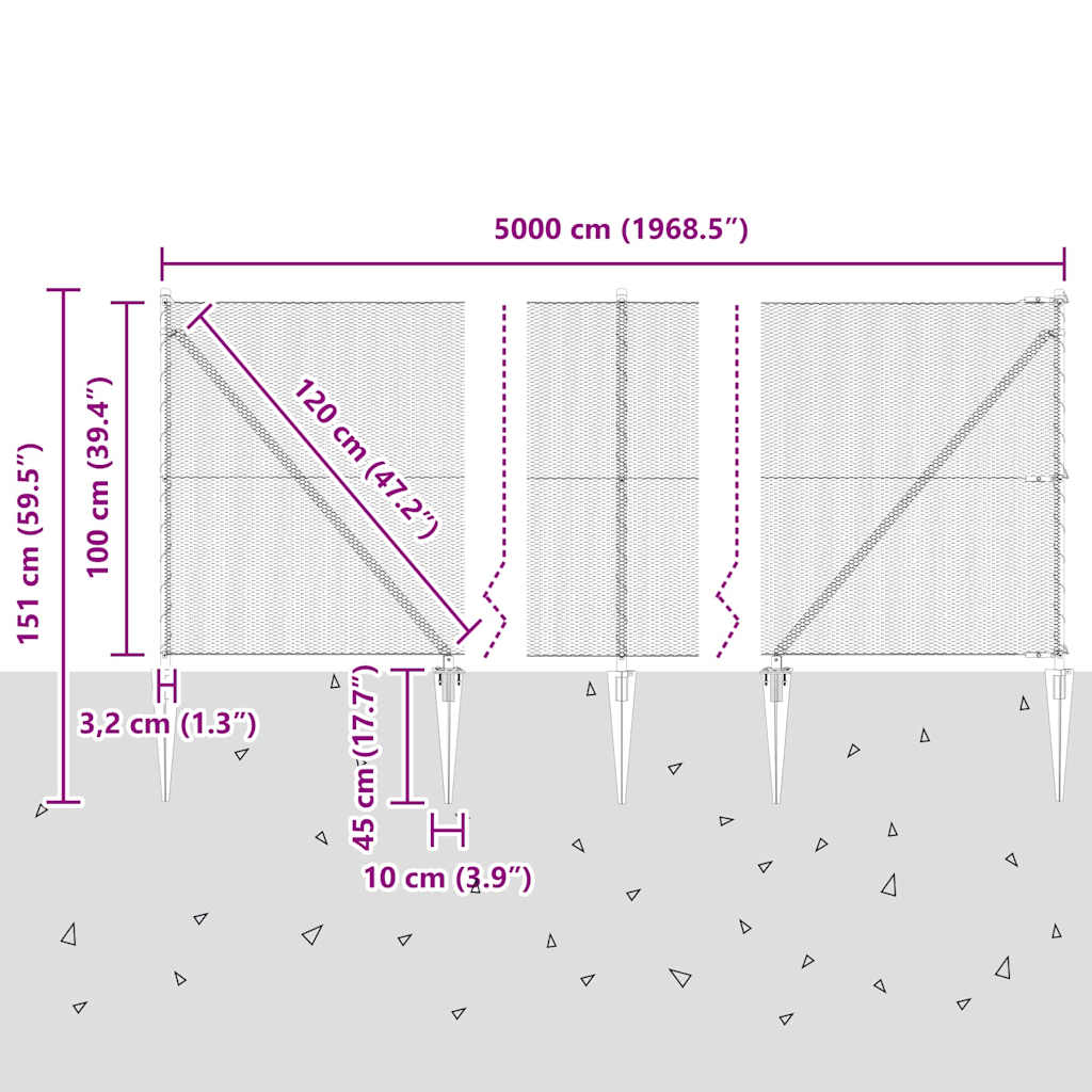 Zavareno žičano ograđivanje s bodljama 50 x 1 m (Š x V)