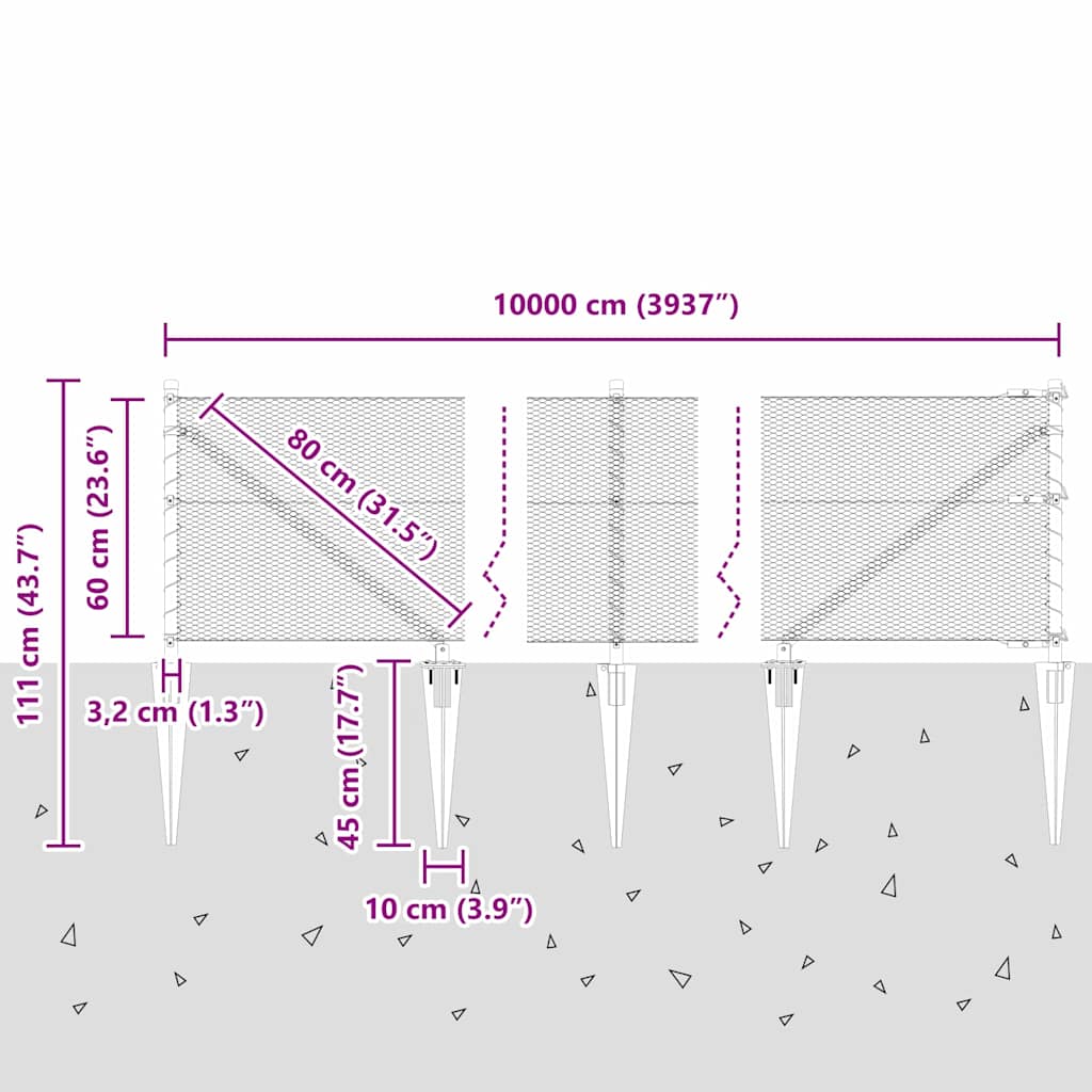 Zavareno žičano ograđivanje s bodljama 100 x 0,6 m (Š x V)