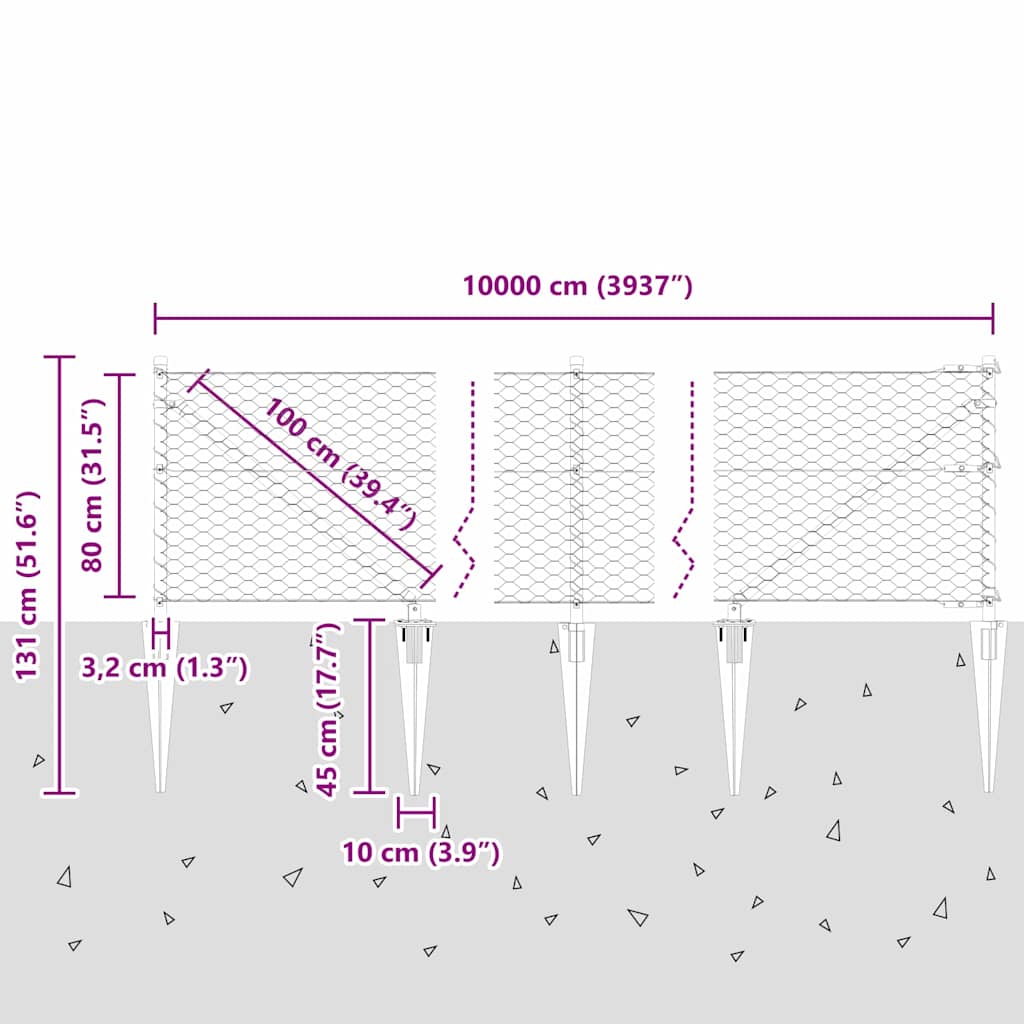Zavareno žičano ograđivanje s bodljama 100 x 0,8 m (Š x V)