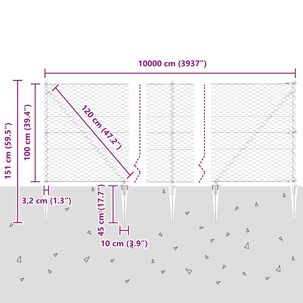 Zavareno žičano ograđivanje s bodljama 100 x 1 m (Š x V)