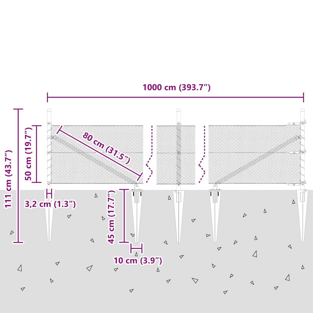Zavareno žičano ograđivanje s bodljama 10 x 0,5 m (Š x V)