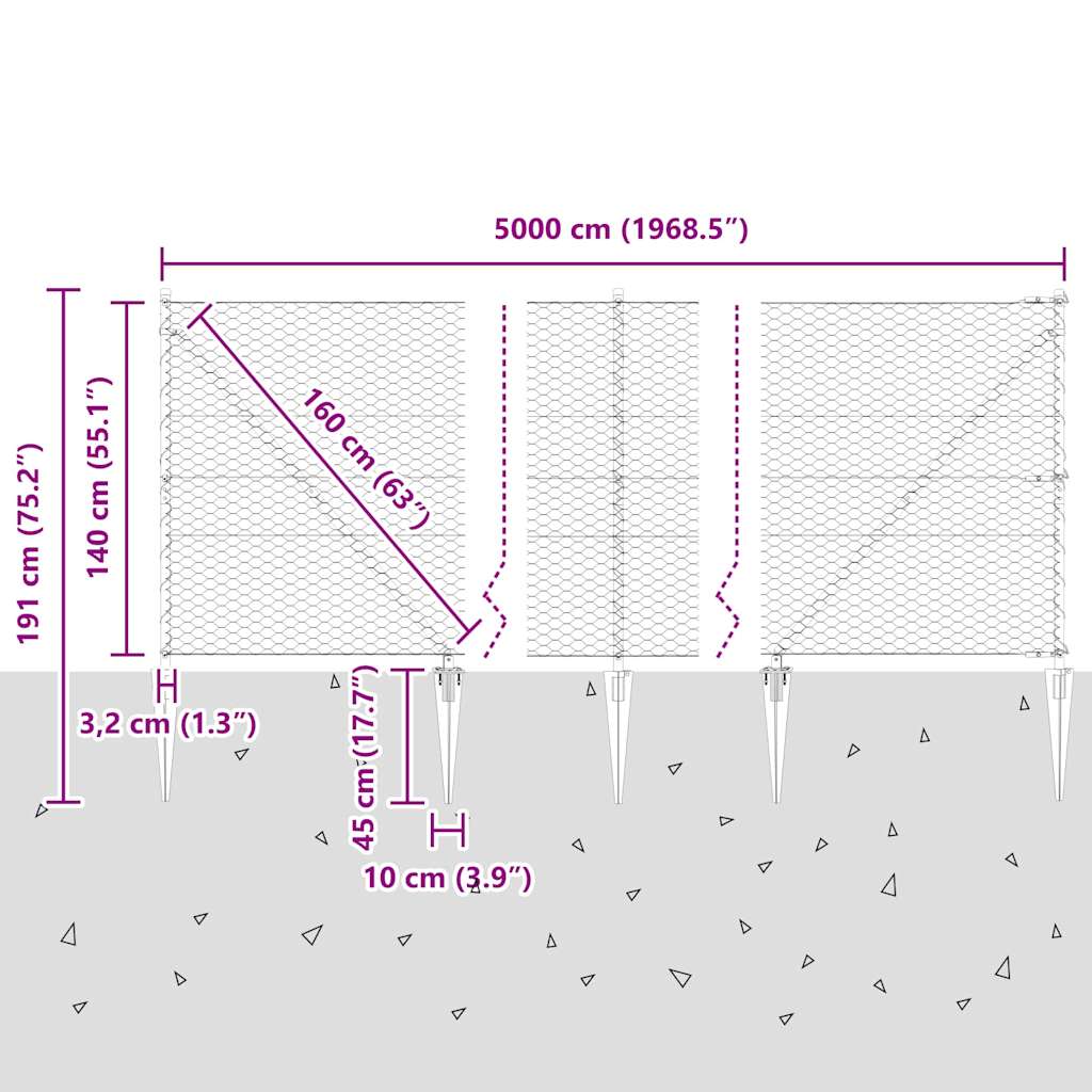 Zavareno žičano ograđivanje s bodljama 50 x 1,4 m (Š x V)