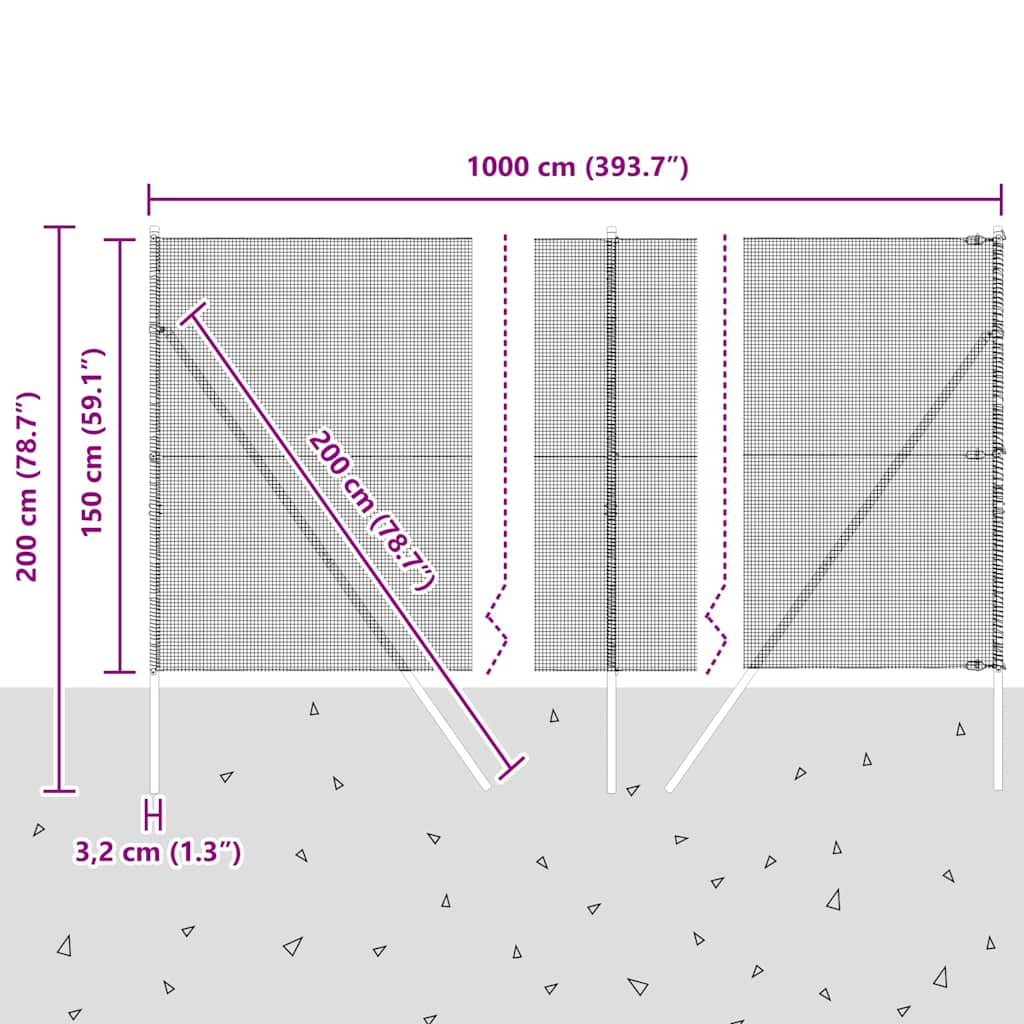 Temeljna zavarena žičana ograda 10 x 1,5 m Srebrna Mreža