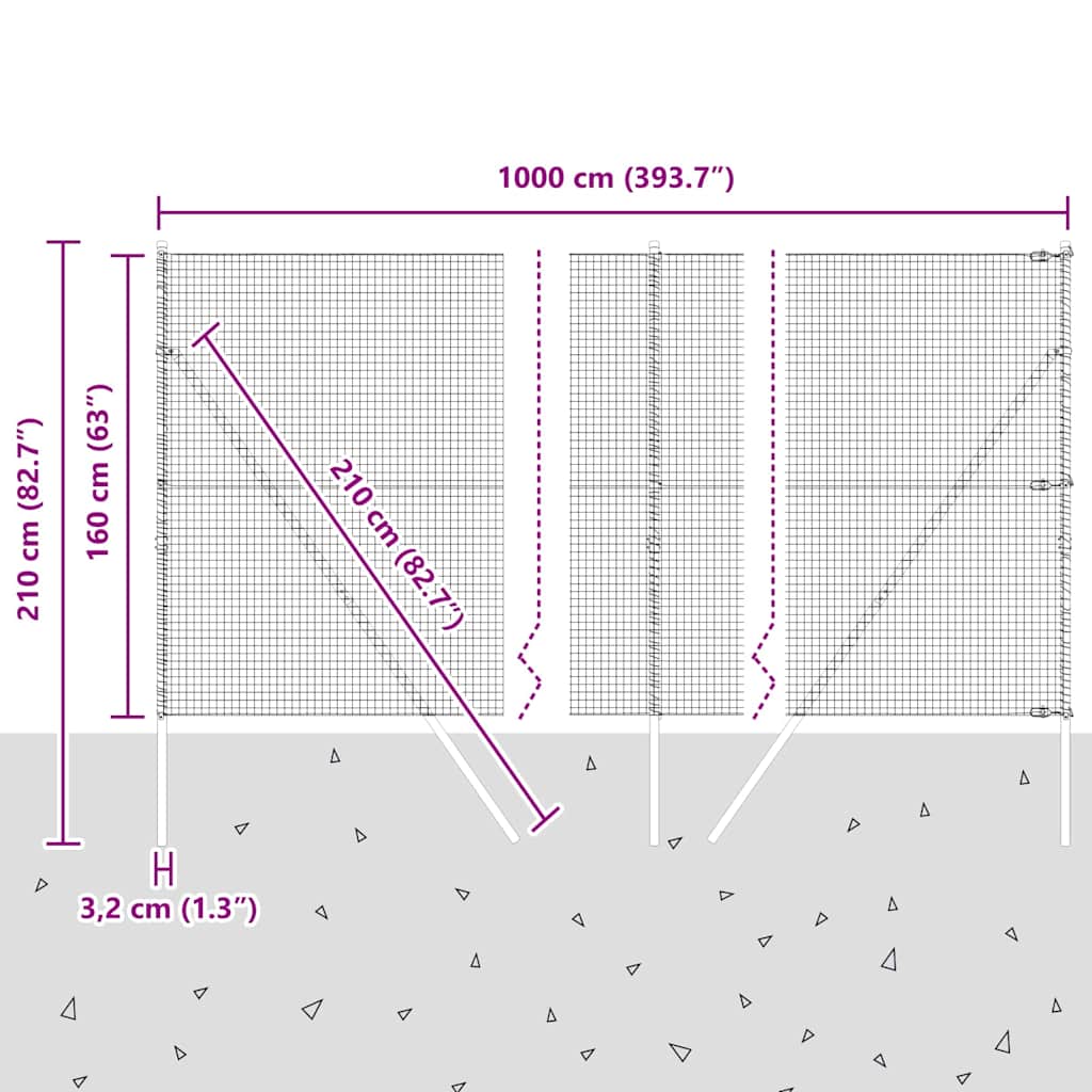 Temeljna zavarena žičana ograda 10 x 1,6 m Srebrna Mreža