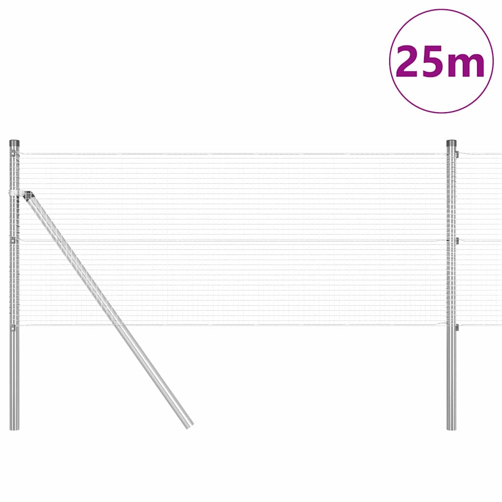 Temeljna zavarena žičana ograda 25 x 0,6 m Srebrna Mreža