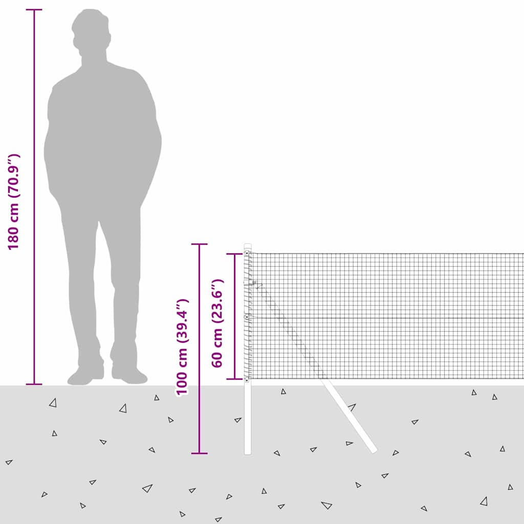 Temeljna zavarena žičana ograda 25 x 0,6 m Srebrna Mreža