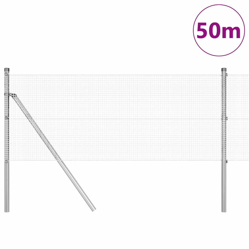 Temeljna zavarena žičana ograda 50 x 0,5 m Srebrna Mreža