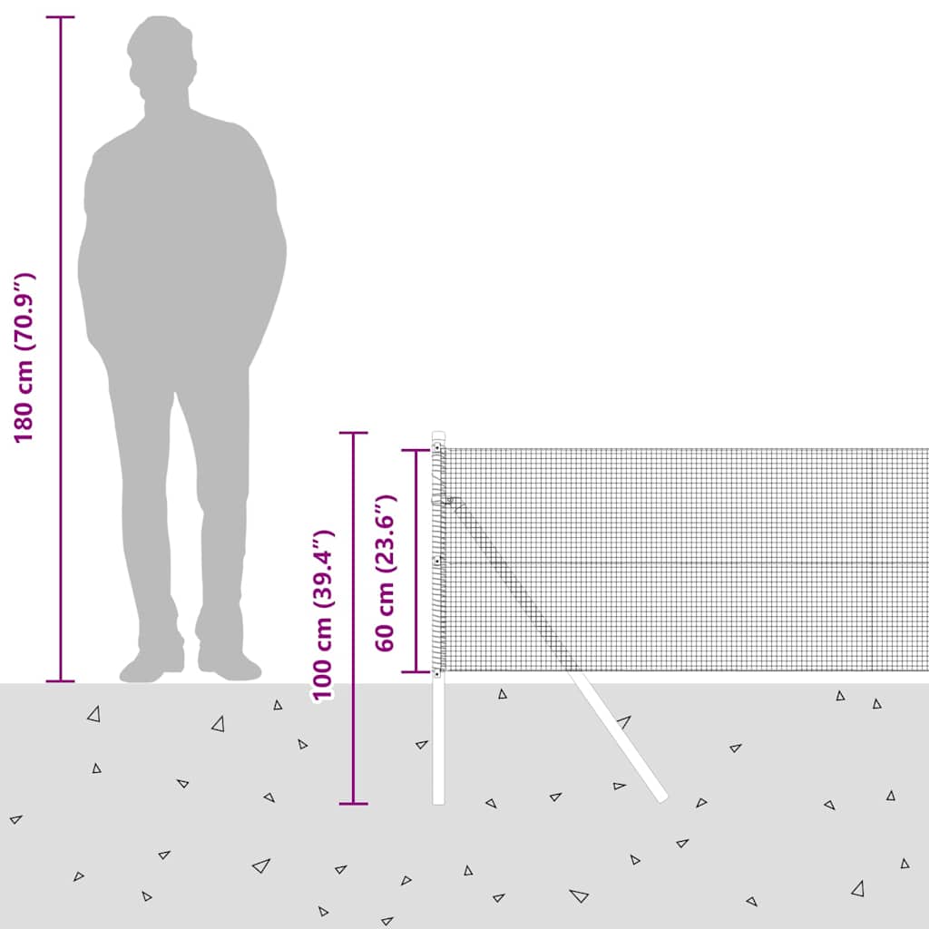Temeljna zavarena žičana ograda 50 x 0,6 m (Š x V)