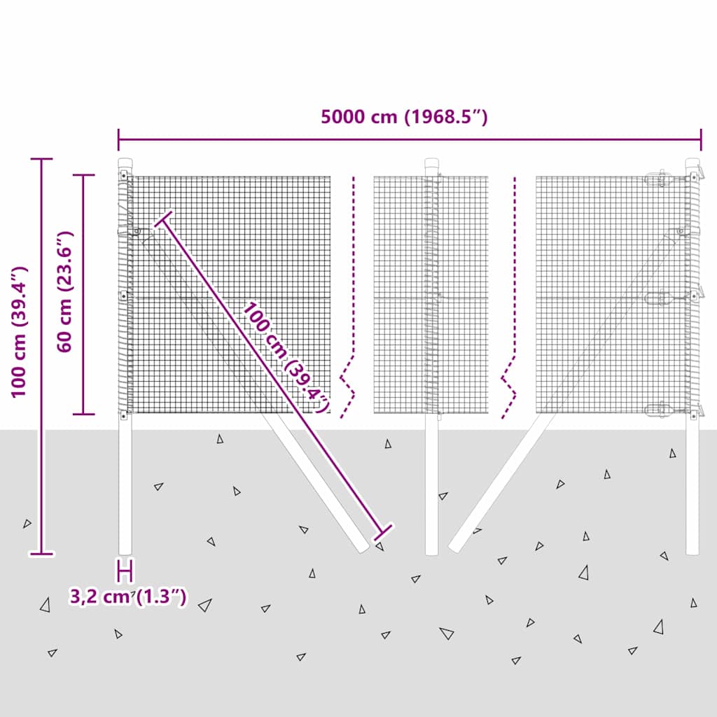 Temeljna zavarena žičana ograda 50 x 0,6 m (Š x V)