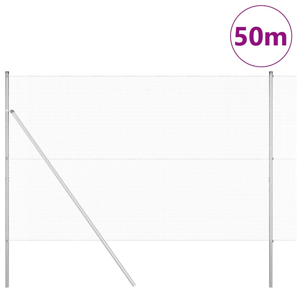 Temeljna zavarena žičana ograda 50 x 1,5 m Srebrna Mreža